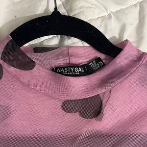 Nasty Gal Pink Mesh Bodysuit